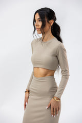 TAN LONG SLEEVE CROP