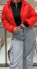 Red Cropped Puffer Jacket