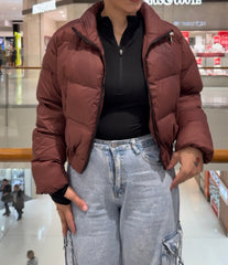 Brown Cropped Puffer Jacket