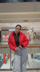 White Cropped Puffer Jacket